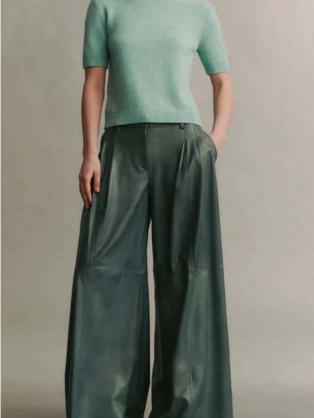 TWP Didi Pant Paper Leather Sage100% Lamb leather